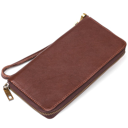 Men's Leather Clutch SHVIGEL 19124 Brown Natural Leather Handmade Accessory