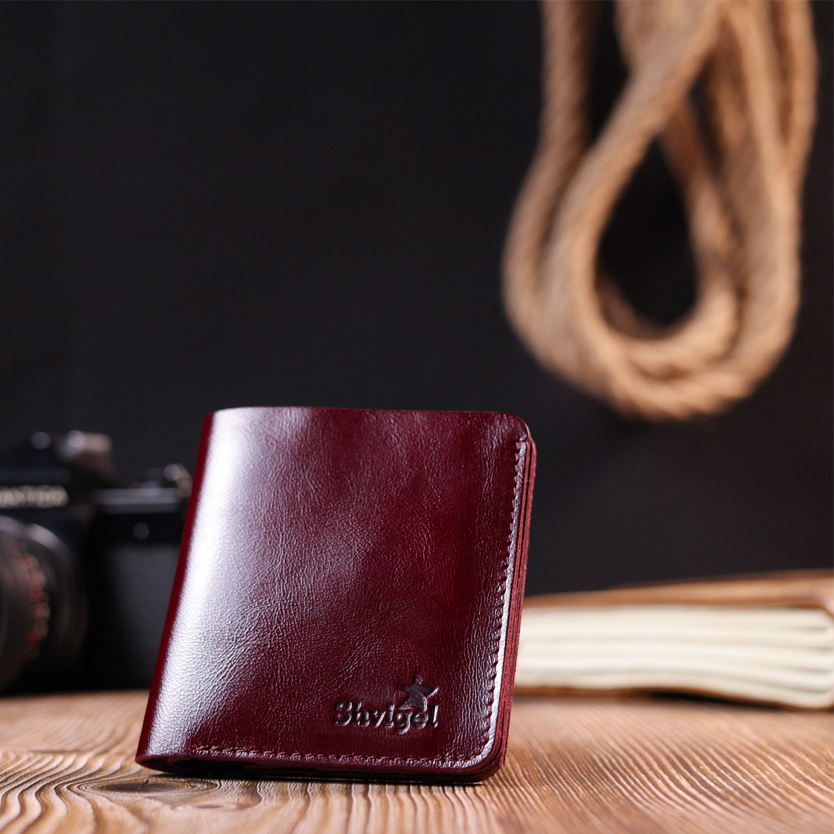 Women's Glossy Leather Wallet SHVIGEL 16609 Cherry Red Natural Leather