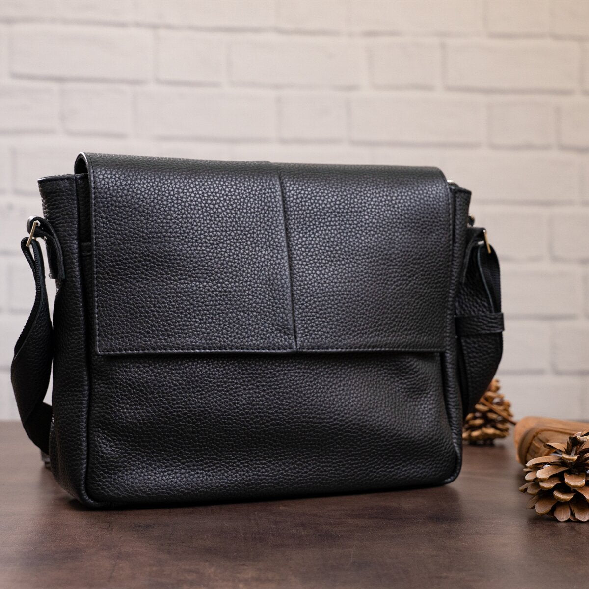 Leather Bag SHVIGEL 11130 Black Genuine Leather Craftsmanship Ukraine