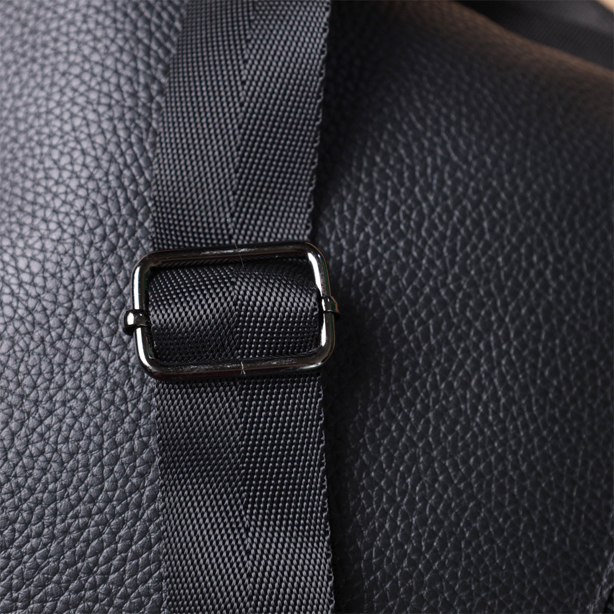 Men's Shoulder Leather Bag by SHVIGEL, Model 22850, Black, Natural Leather Finish