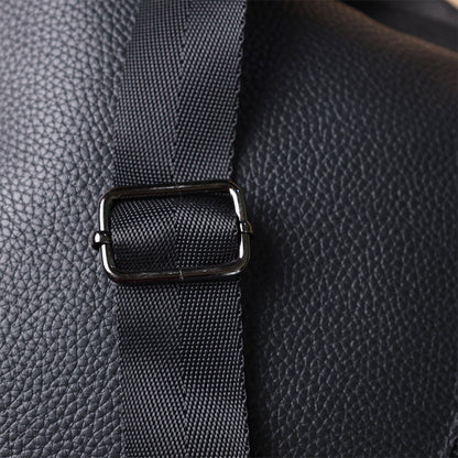 Men's Shoulder Leather Bag by SHVIGEL, Model 22850, Black, Natural Leather Finish