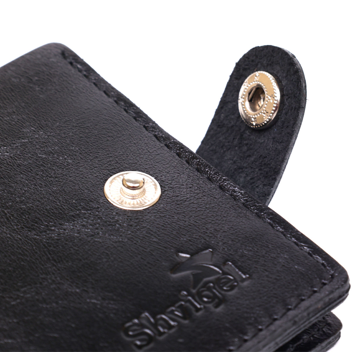 Leather Men's Wallet SHVIGEL 16439 Black Genuine Leather Handmade in Ukraine