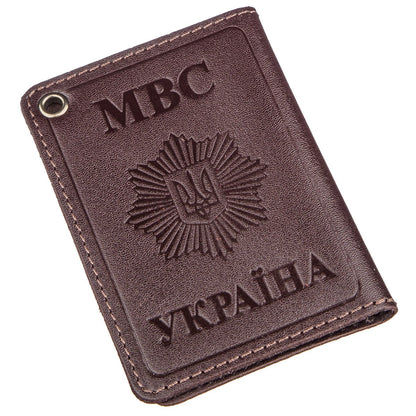 Compact Document Cover SHVIGEL 13979 Brown Genuine Leather, Made in Ukraine