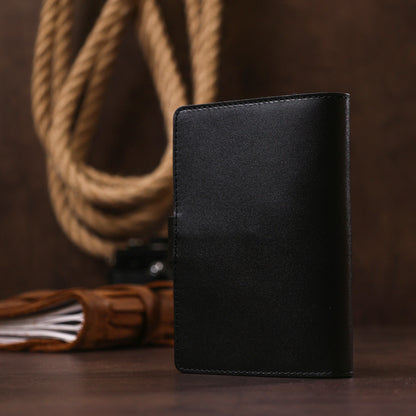 Comfortable Men's Travel Case SHVIGEL 16523 Black Genuine Leather Design