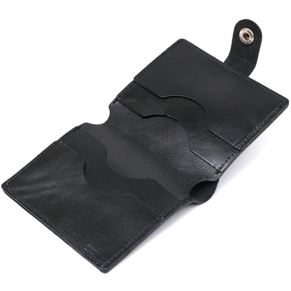 Men's Practical Wallet SHVIGEL 16502 Black Genuine Leather Ukrainian Craftsmanship