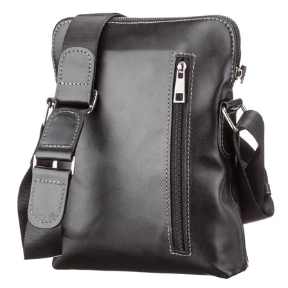 Men's Leather Bag SHVIGEL 11101 Black Genuine Leather Handmade in Ukraine