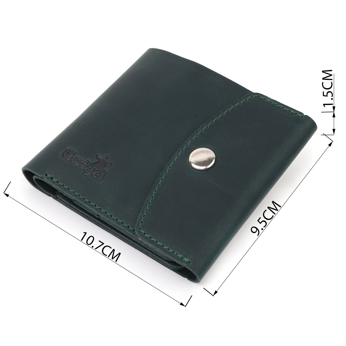 Vintage Leather Wallet SHVIGEL 16615 Green Made in Ukraine, Genuine Leather