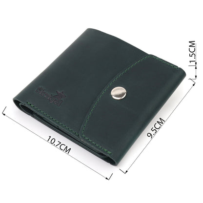 Vintage Leather Wallet SHVIGEL 16615 Green Made in Ukraine, Genuine Leather