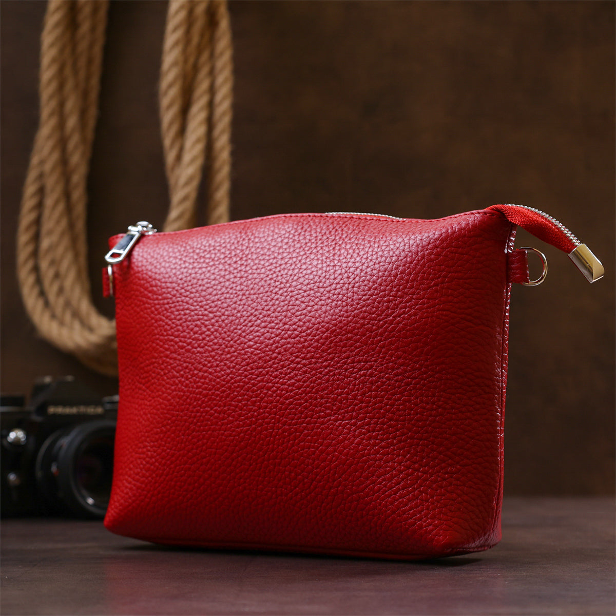 Women's Crossbody Bag SHVIGEL 16342 Genuine Leather Red Color Stylish Design