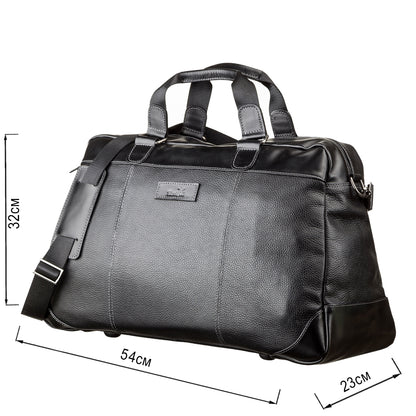 Travel Bag SHVIGEL 11120 Genuine Black Leather from Ukraine with Durable Design