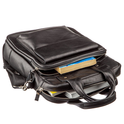 Vertical A4 Men's Bag SHVIGEL 11165 Made of Natural Leather, Black Color