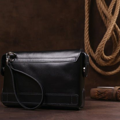 Men's Leather Clutch SHVIGEL 11084 Black Natural Leather Made in Ukraine