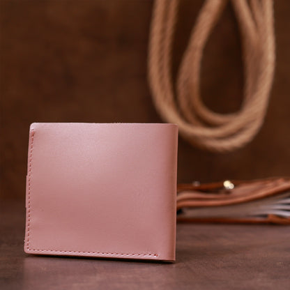 Horizontal Leather Wallet SHVIGEL 16467 Pink Genuine Leather Stylish Design