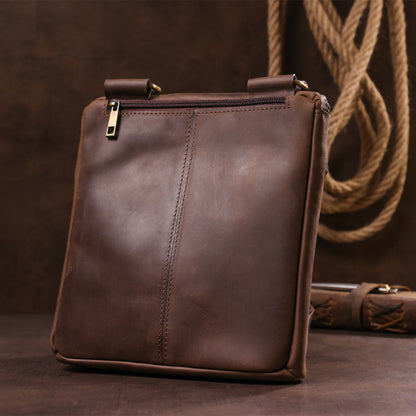Men's Leather Bag SHVIGEL 11103 Brown Genuine Leather Made in Ukraine