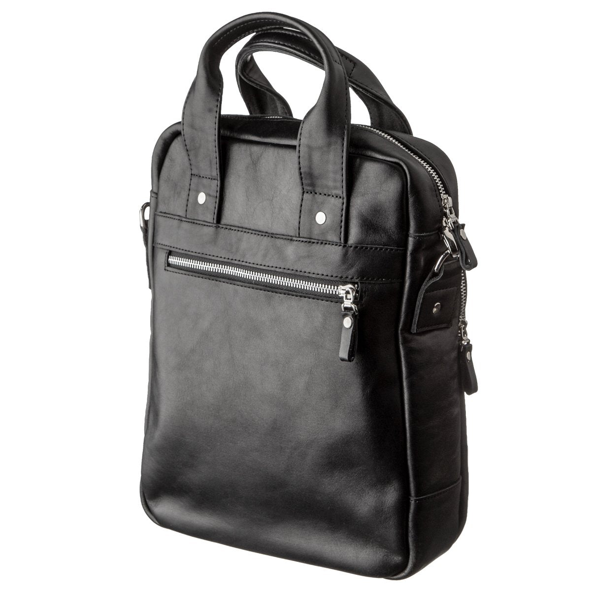 Vertical A4 Men's Bag SHVIGEL 11165 Made of Natural Leather, Black Color
