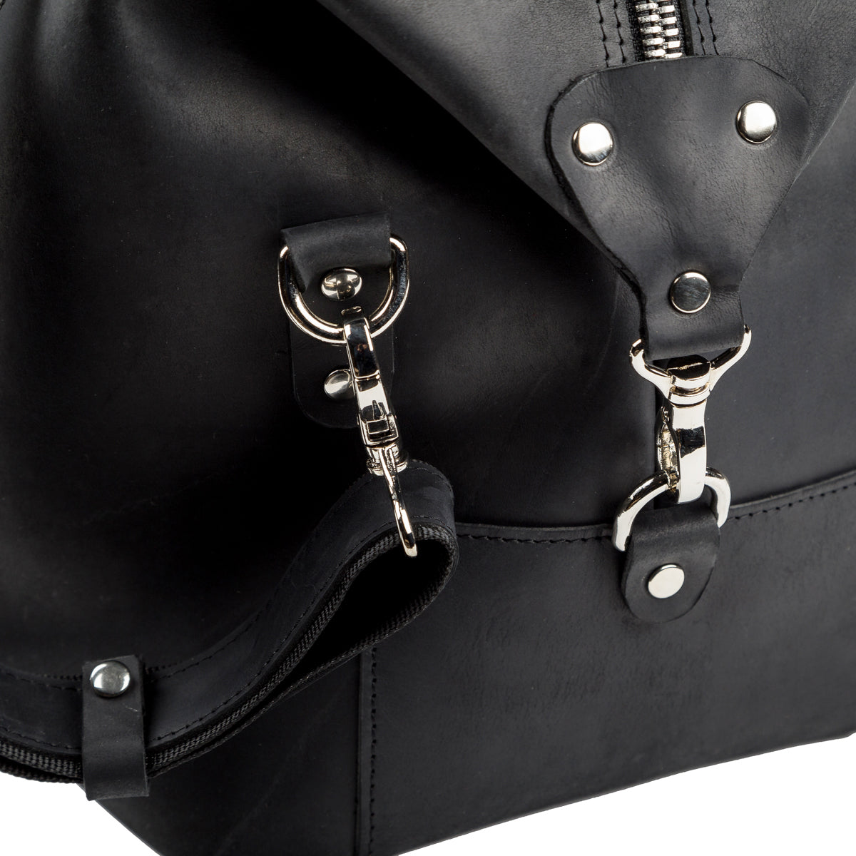 Travel Bag SHVIGEL 15302 Black Natural Leather Stylish Design Quality Craftsmanship