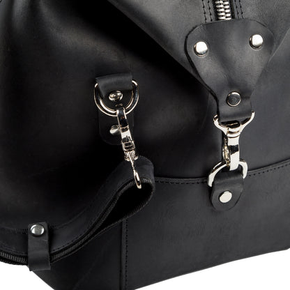 Travel Bag SHVIGEL 15302 Black Natural Leather Stylish Design Quality Craftsmanship