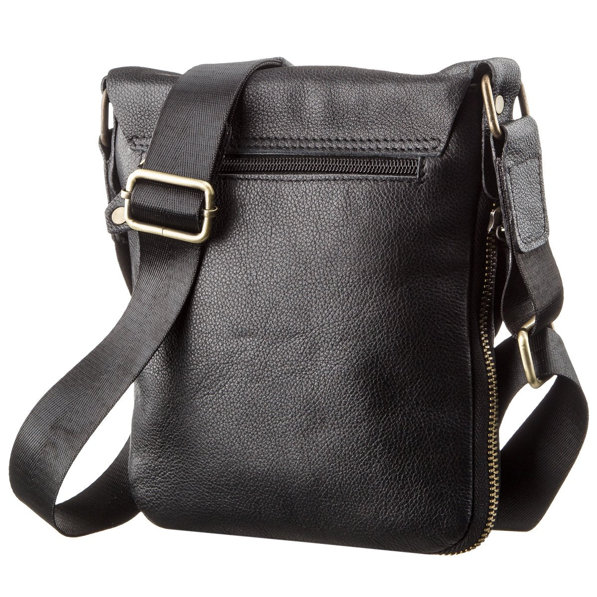 Men's Leather Messenger Bag SHVIGEL 19113 Black Natural Leather High Quality