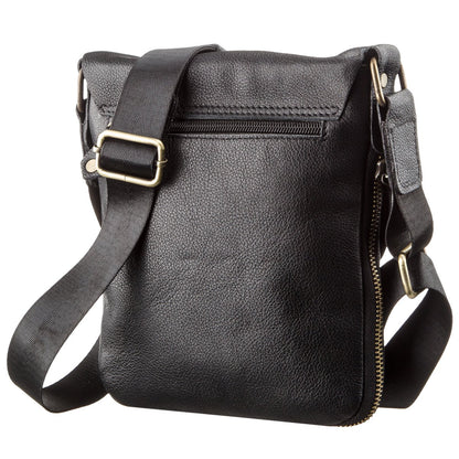 Men's Leather Messenger Bag SHVIGEL 19113 Black Natural Leather High Quality