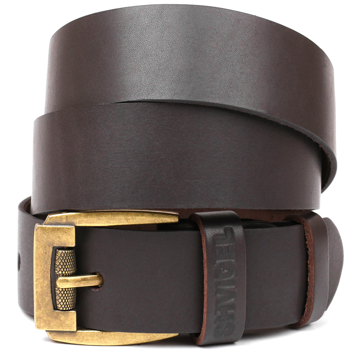 Men's Leather Belt by SHVIGEL 00023 Brown - Genuine Leather from Ukraine