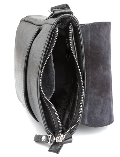 Black Messenger Bag SHVIGEL 00964 | Genuine Leather | Made in Ukraine