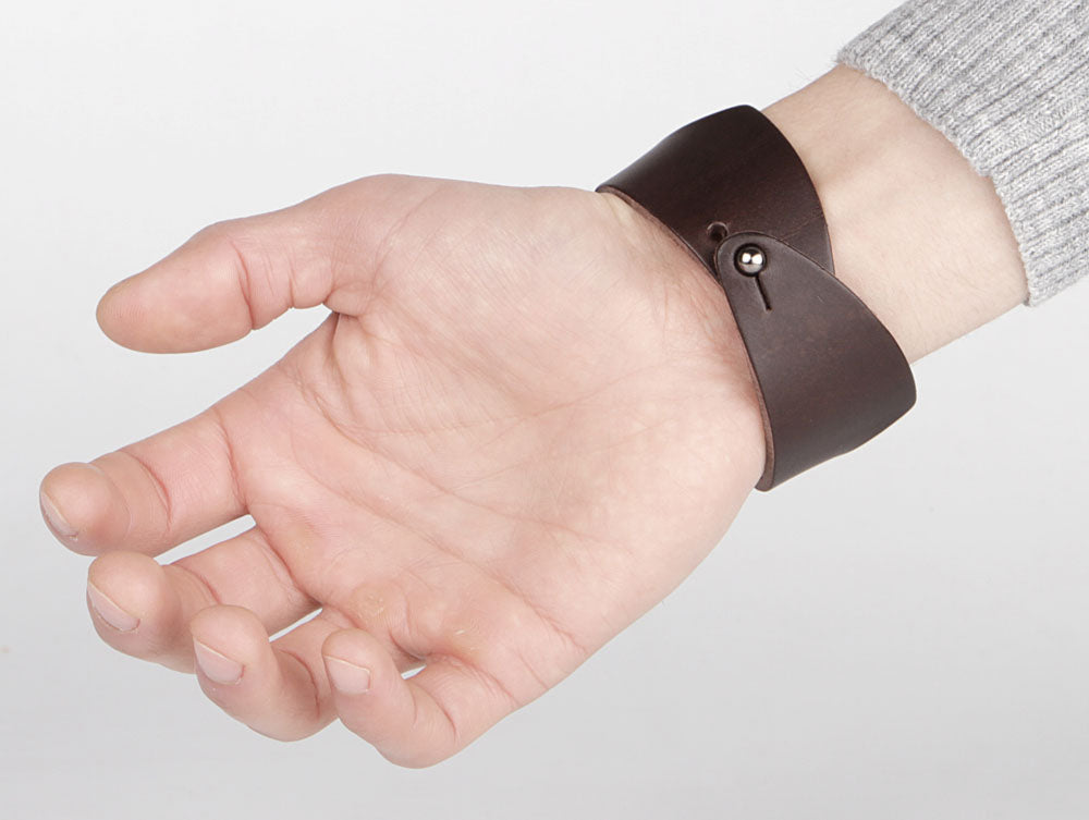 Natural Leather Bracelet SHVIGEL 13797 Brown - Handmade from Ukrainian Leather