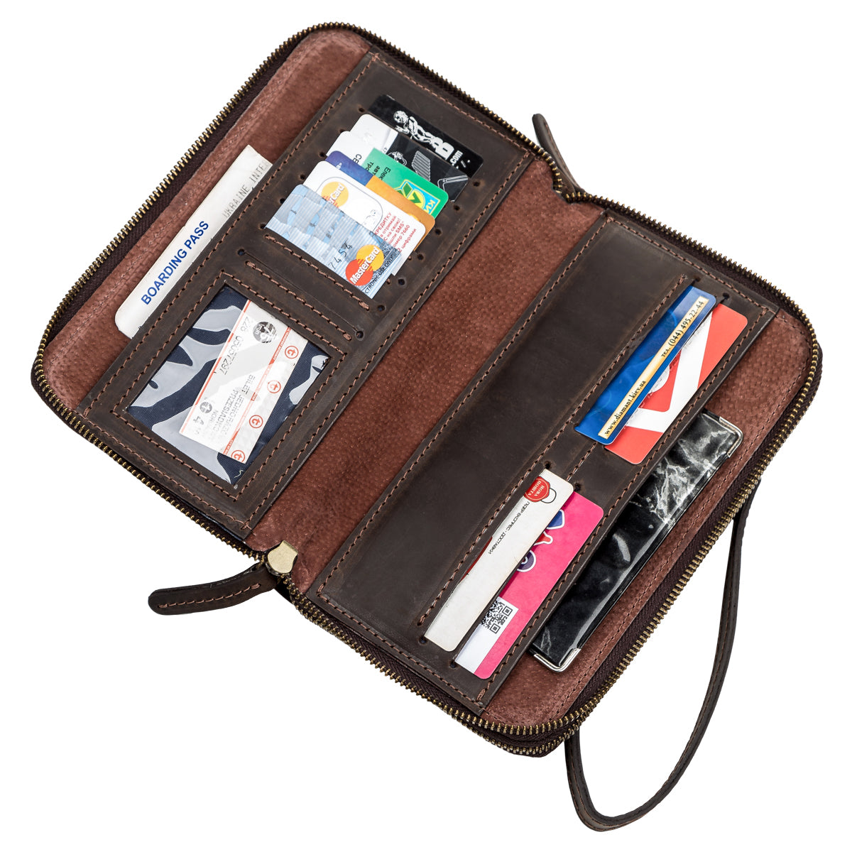 Men's Leather Clutch SHVIGEL 11083 Brown Natural Leather Made in Ukraine