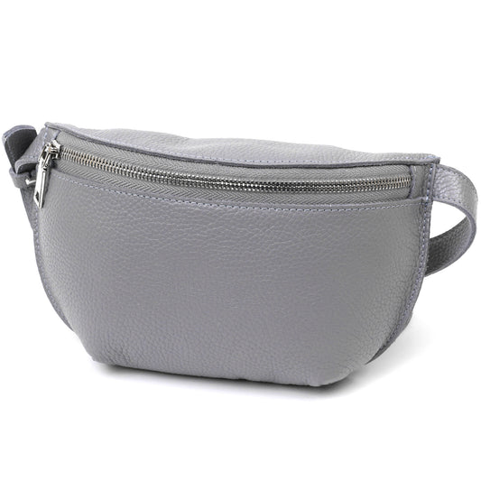 Original Women's Leather Banana Bag SHVIGEL 16379 Grey Natural Leather Stylish Design