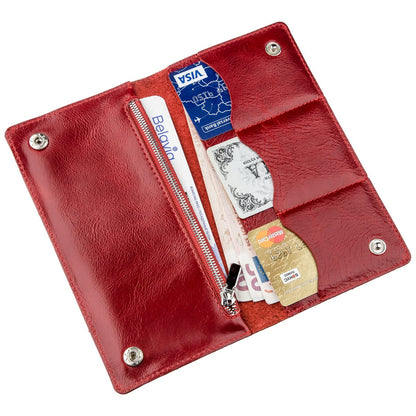 Vertical Women's Wallet SHVIGEL 16194 Red Natural Leather Made in Ukraine