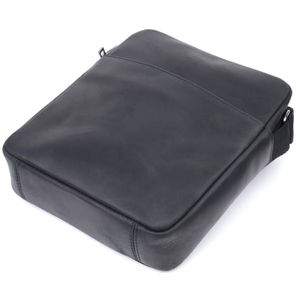 Men's Matte Leather Crossbody Bag SHVIGEL 22848 Black - Genuine Leather Design