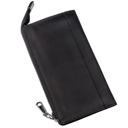 Leather Clutch SHVIGEL 16191 Matte Black Genuine Leather Made in Ukraine