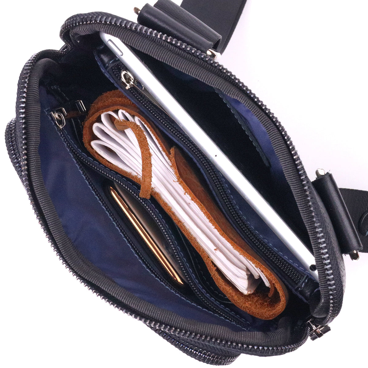 Men's Combination Leather Bag SHVIGEL 18720 Black - Premium Quality Ukrainian Craftsmanship