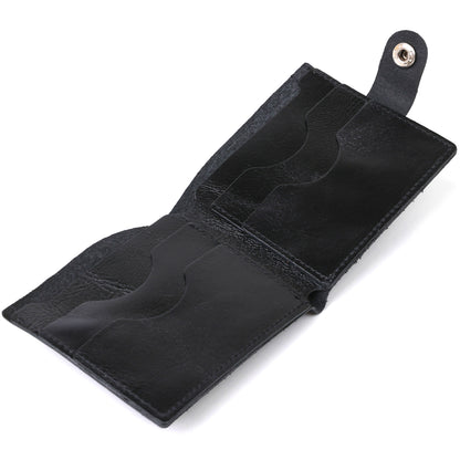 Men's Slim Leather Wallet SHVIGEL 16460 Black Genuine Leather, Ukraine Made