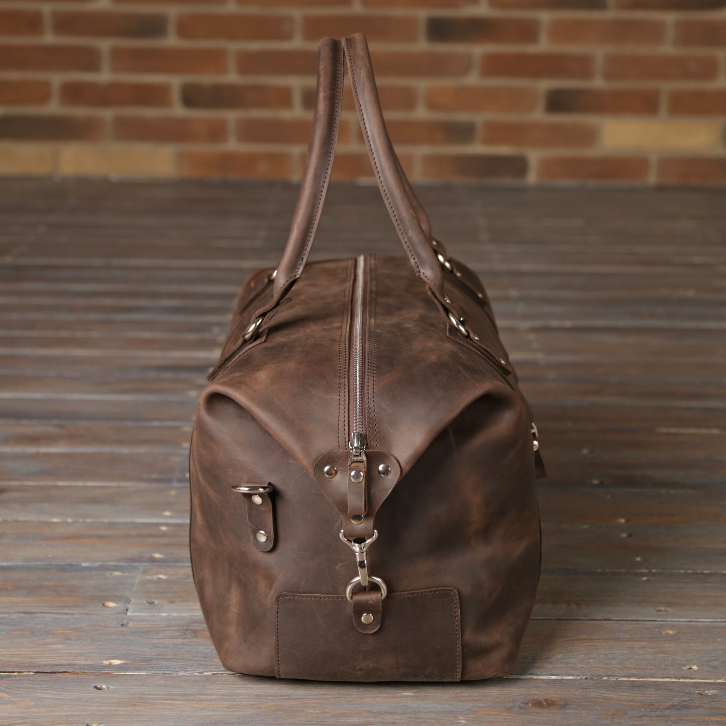 Travel Bag SHVIGEL 11019 Brown Natural Leather Handmade in Ukraine
