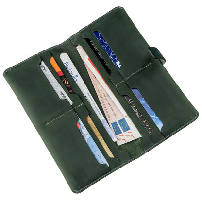 Vintage Leather Wallet SHVIGEL 16206 Green - High-Quality Genuine Leather, Ukraine Made