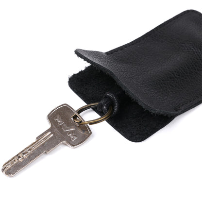 Leather Key Holder SHVIGEL 15308 Black Natural Leather Minimalist Design