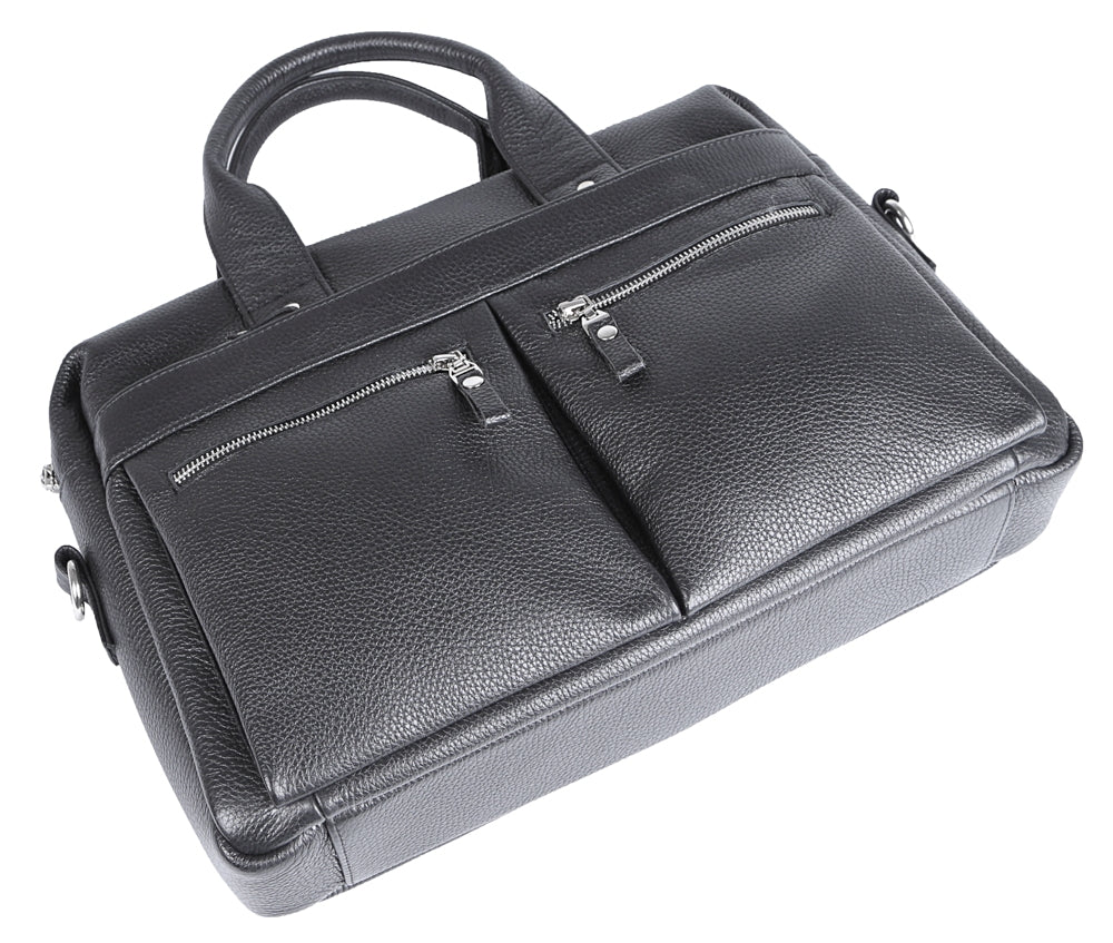 Leather Laptop Bag SHVIGEL 00975 Black, Made in Ukraine, Premium Natural Leather