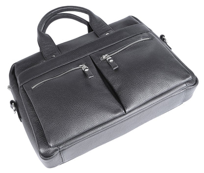 Leather Laptop Bag SHVIGEL 00975 Black, Made in Ukraine, Premium Natural Leather