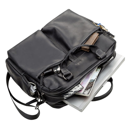 Men's Leather Bag SHVIGEL 11117 Black Crafted from Natural Leather in Ukraine