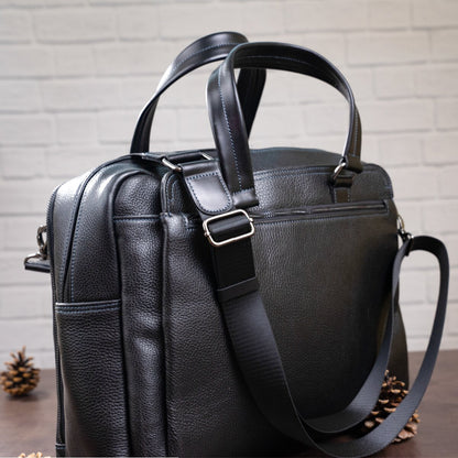 Men's Leather Bag SHVIGEL 11123 Black Genuine Leather Made in Ukraine