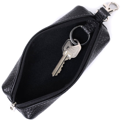 Spacious Unisex Key Holder SHVIGEL 16227 Black Natural Leather for Keys