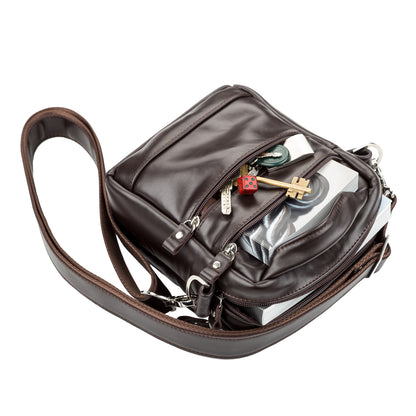 Men's Leather Bag SHVIGEL 11125 Brown Natural Leather Stylish Design Made in Ukraine