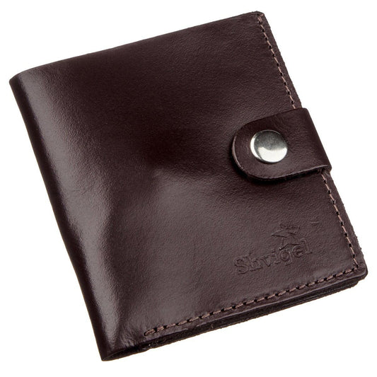 Vertical Leather Wallet for Men SHVIGEL 16218 Brown - Natural Leather, Coin Pocket