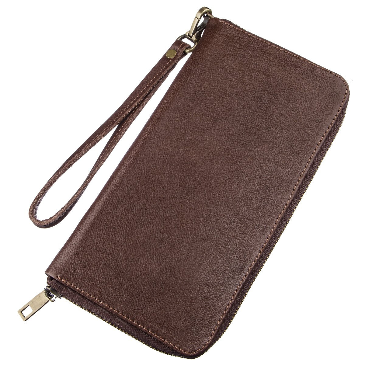 Men's Horizontal Leather Clutch SHVIGEL 19121 Brown Made in Ukraine, Genuine Leather