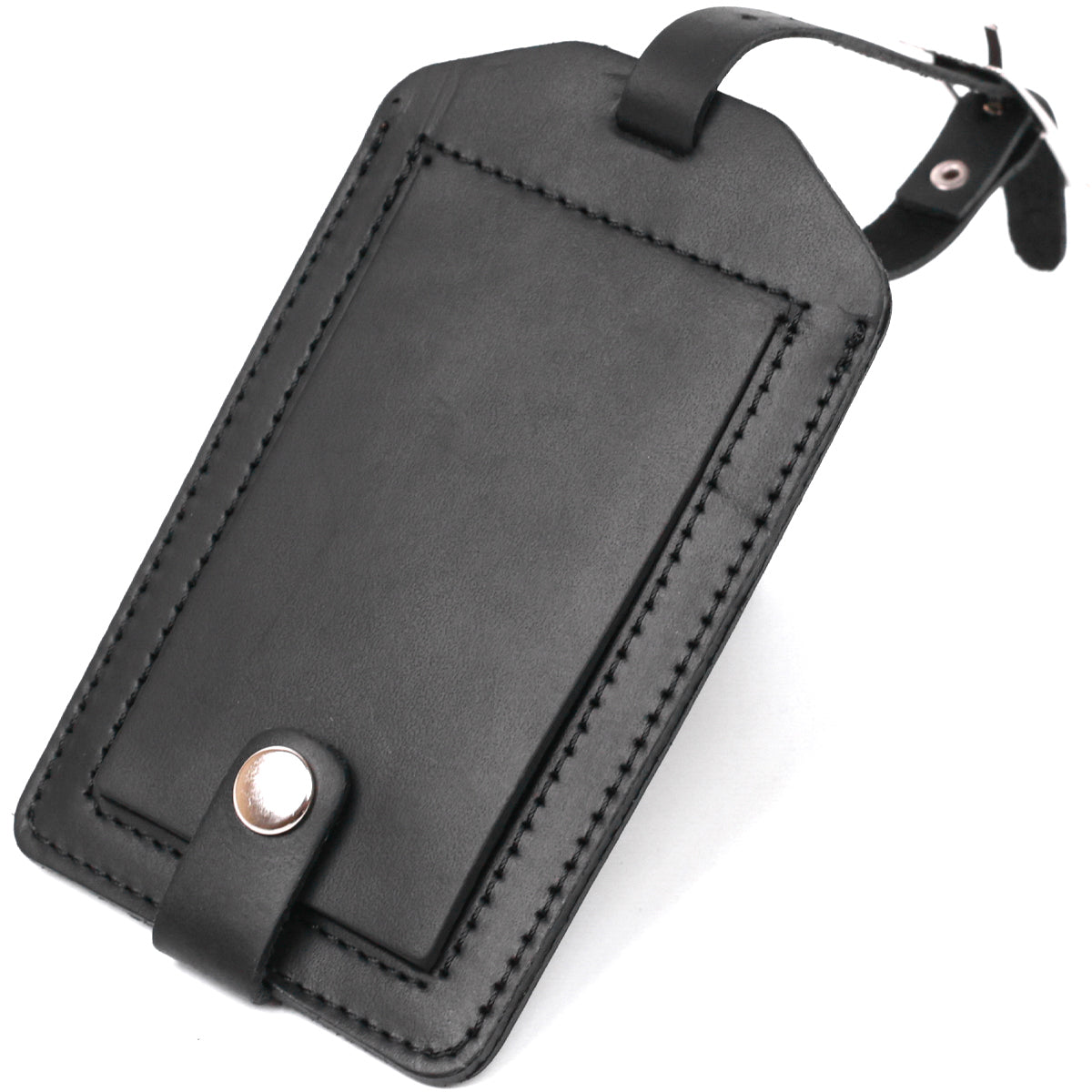 Leather Luggage Tag SHVIGEL 16554 Black Genuine Leather Made in Ukraine