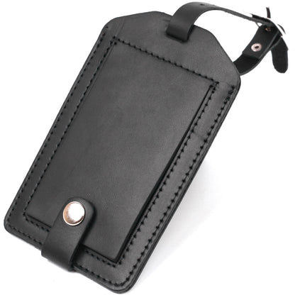 Leather Luggage Tag SHVIGEL 16554 Black Genuine Leather Made in Ukraine