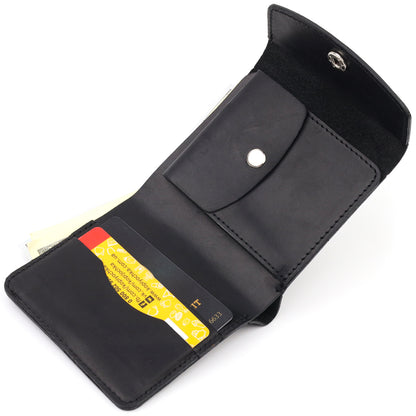 Matte Leather Men's Wallet SHVIGEL 16612 Black Made in Ukraine Genuine Leather