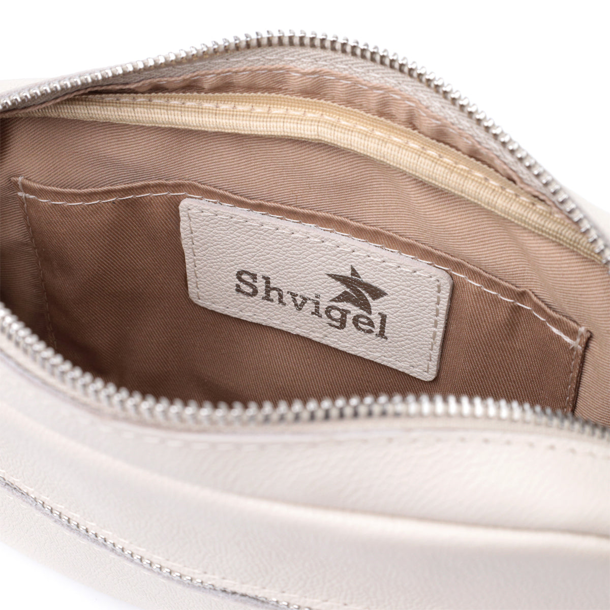 Classic Women's Crossbody Bag SHVIGEL 22839 Beige Natural Leather Design