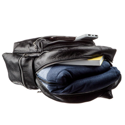 Leather Backpack SHVIGEL 11260 Black Natural Leather, Ukrainian Craftsmanship