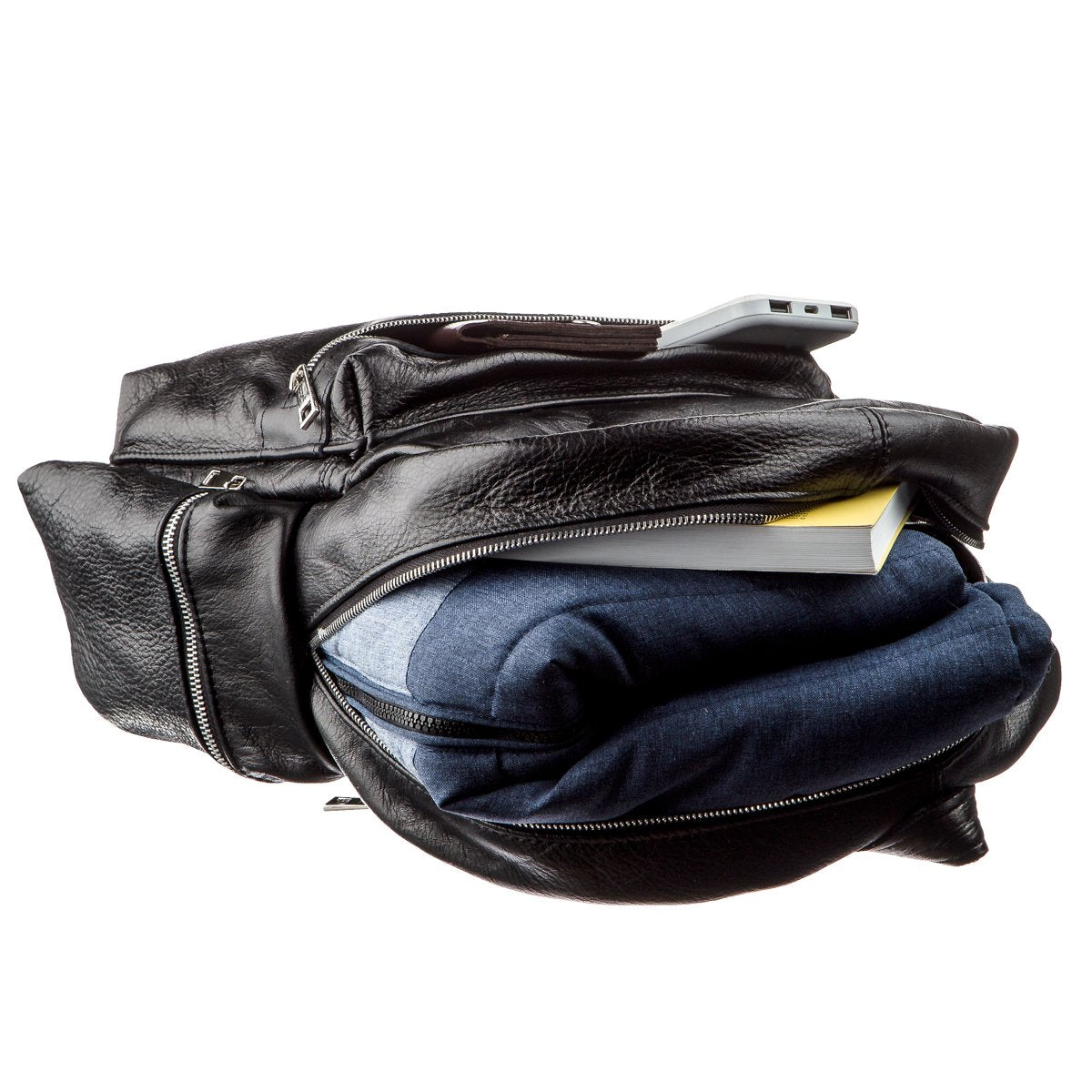 Leather Backpack SHVIGEL 11260 Black Natural Leather, Ukrainian Craftsmanship